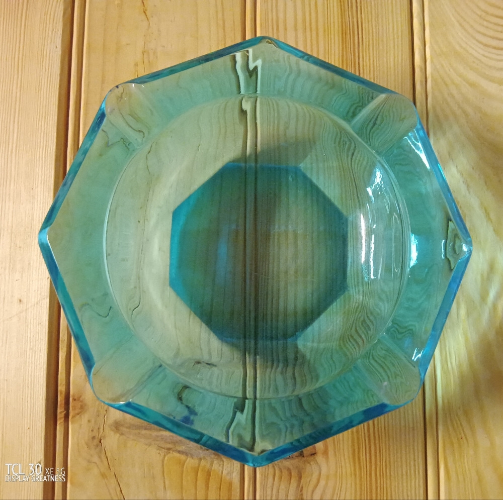 Vintage aquamarine ash tray.